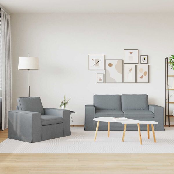 vidaXL Canap&eacute; 140cm 2 pcs Gris clair M&eacute;tал