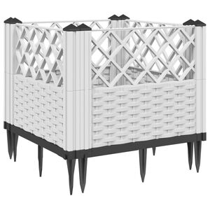vidaXL Jardini&egrave;re avec piquets blanc 43,5x43,5x43,5 cm PP
