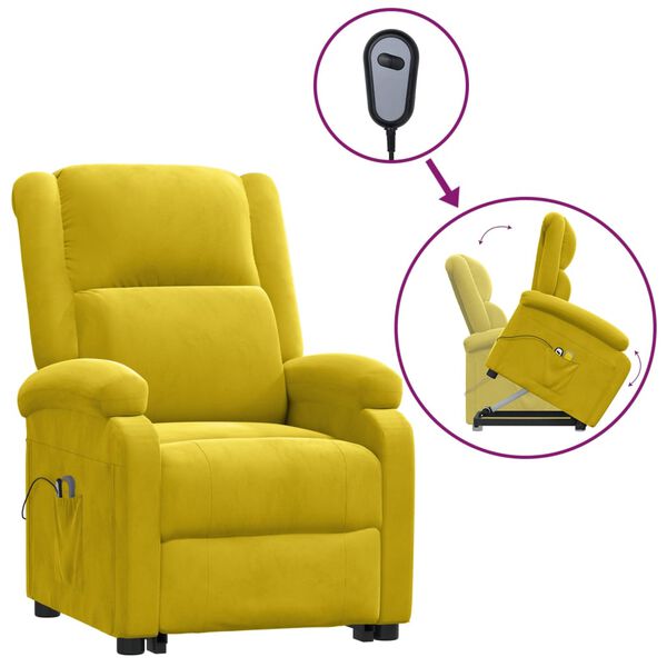 vidaXL Fauteuil de massage Jaune Velours