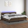 vidaXL Sommier &agrave; lattes de lit matelas et LED Marron fonc&eacute; 200x200 cm
