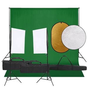 vidaXL Kit de studio photo avec &eacute;clairage toile de fond et r&eacute;flecteur