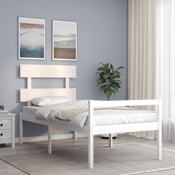 vidaXL Lit pour personne &acirc;g&eacute;e sans matelas blanc bois massif