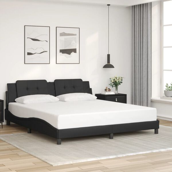 vidaXL Cadre de lit avec LED sans matelas Zadar noir 180x200 cm