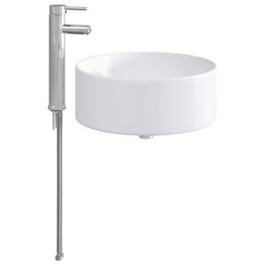vidaXL Lavabo de salle de bain avec robinet et &eacute;vacuation Chrome
