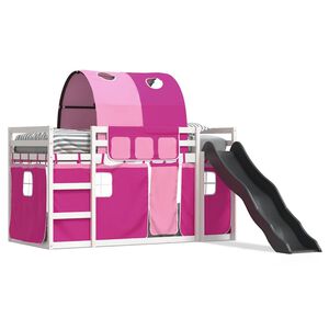 vidaXL Lit superpos&eacute; sans matelas avec toboggan et rideaux 90x200 cm