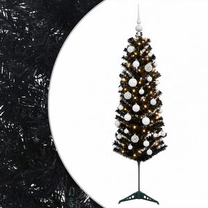 vidaXL Sapin de No&euml;l artificiel &eacute;troit avec boules 120 cm 150 LED