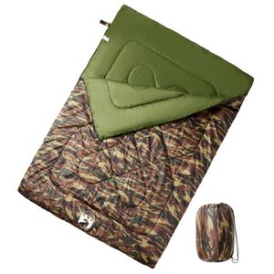 vidaXL Sac de couchage double et oreillers adultes camping 3-4 saisons