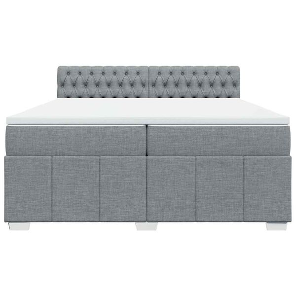 vidaXL Sommier &agrave; lattes de lit avec matelas Gris clair 200x200cm Tissu