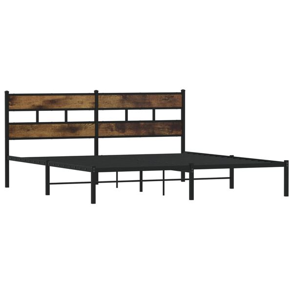 vidaXL Cadre de lit en métal sans matelas chêne fumé 183x213 cm