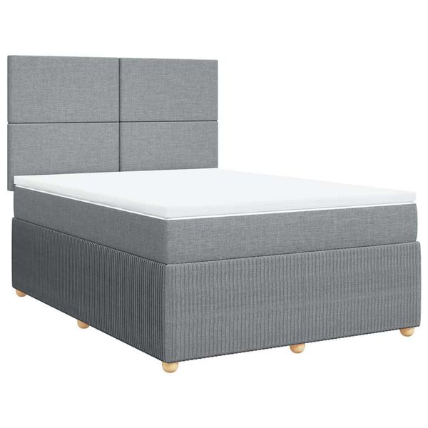 vidaXL Sommier &agrave; lattes de lit avec matelas Gris clair 140x200cm Tissu