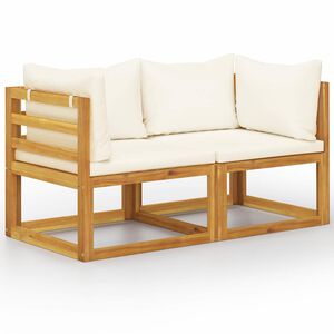 vidaXL Banc de jardin &agrave; 2 places avec coussins blanc cr&egrave;me