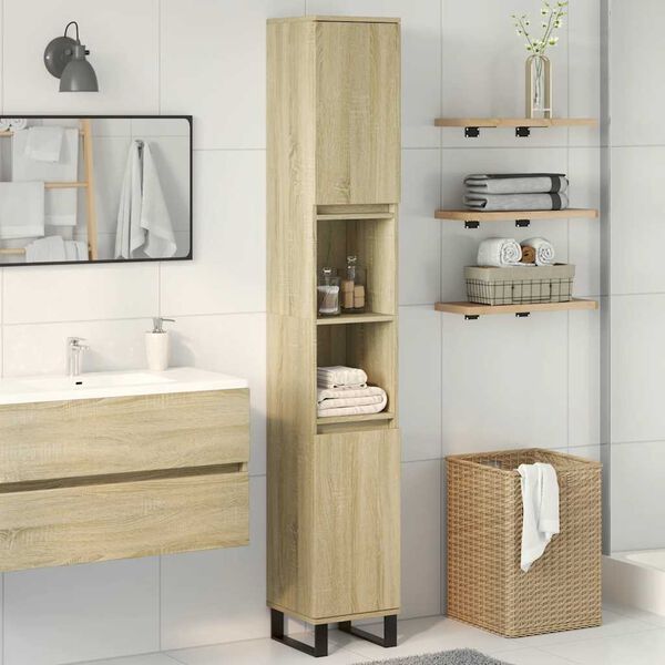 vidaXL Armoire salle de bain ch&ecirc;ne sonoma 30x30x190 cm