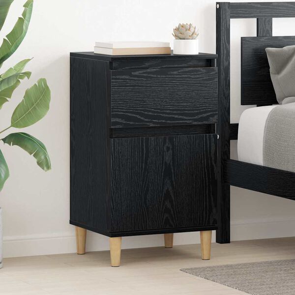 vidaXL Cabinet de chevet avec tiroir 2 pcs Ch&ecirc;ne noir 40 x 35 x 70 cm