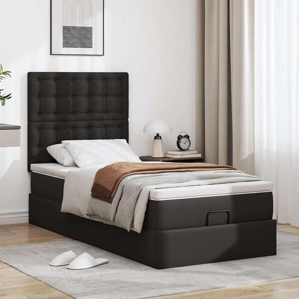 VidaXL Lit ottoman avec matelas noir 90x190 cm similicuir