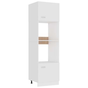 vidaXL Meuble micro-ondes "Lyon" Blanc 60 x 57 x 207 cm Bois d'ing&eacute;nierie
