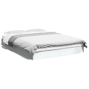 vidaXL Cadre de lit sans matelas blanc 135x190 cm bois d'ing&eacute;nierie