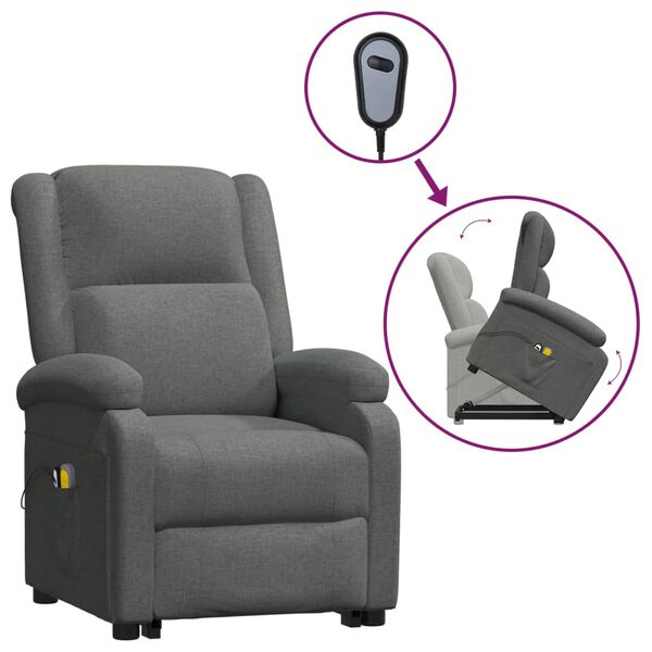 vidaXL Fauteuil de massage inclinable Gris fonc&eacute; Tissu