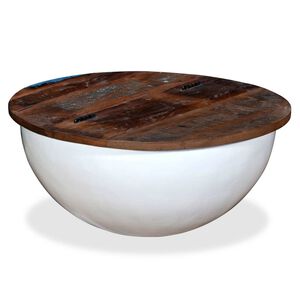 vidaXL Table basse Bois de r&eacute;cup&eacute;ration massif Blanc Forme de bol