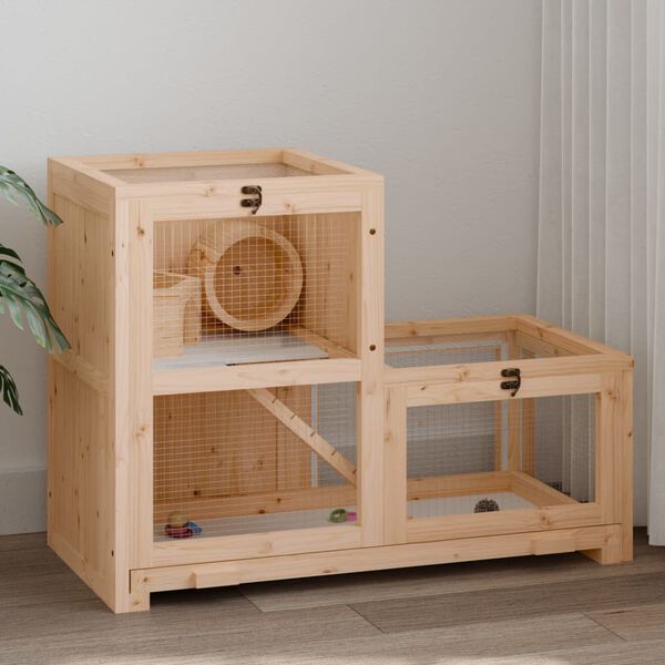 vidaXL Cage &agrave; hamster 81x40x60 cm bois massif de sapin
