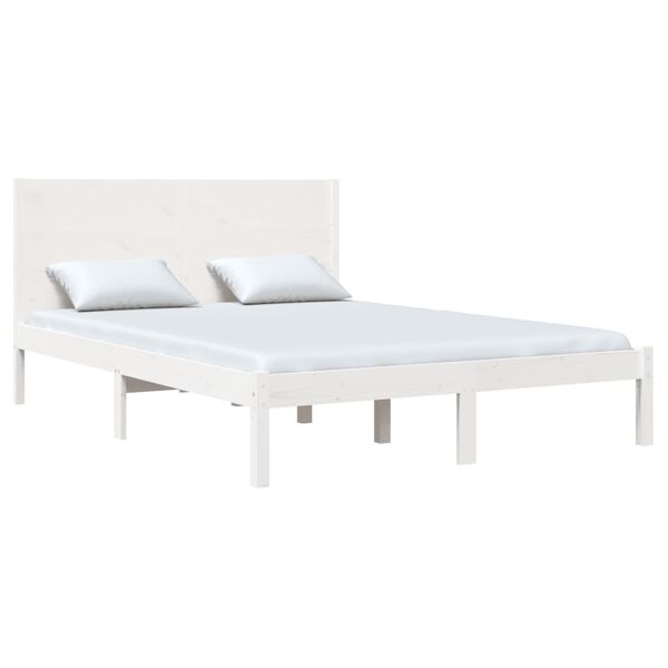 vidaXL Cadre de lit sans matelas blanc 140x190 cm bois de pin massif