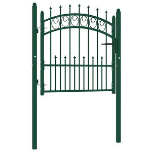 vidaXL Portail de cl&ocirc;ture EMMEN avec pointes en acier 104 x 97 cm vert