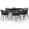 vidaXL Ensemble &agrave; manger de jardin 7 pcs Noir