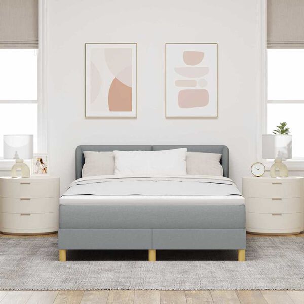 vidaXL Lit &agrave; ressorts avec matelas Gris clair 140 x 200 cm tissu
