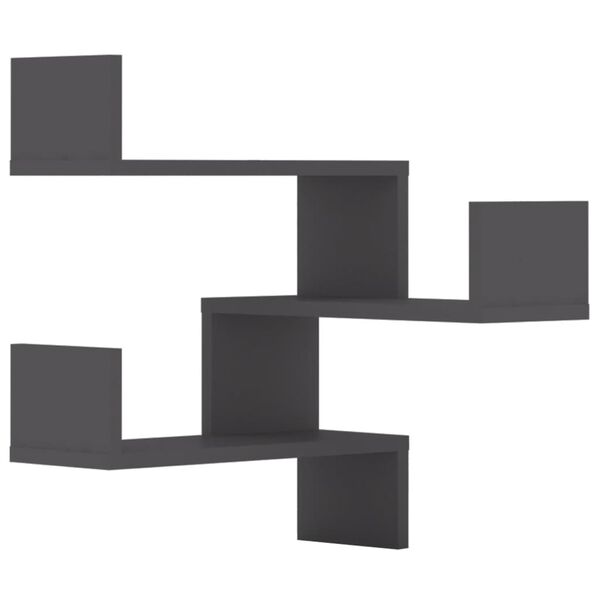 vidaXL Étagère d'angle murale 2 pcs Gris 40x40x50 cm bois d’ingénierie