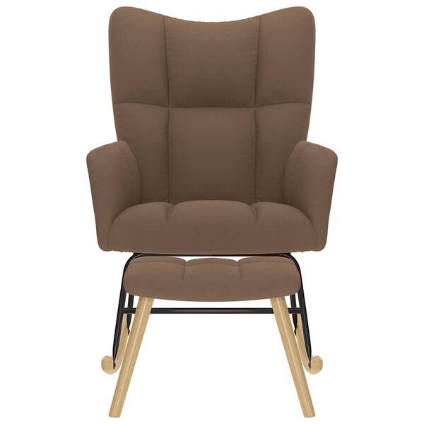 vidaXL Chaise &agrave; bascule avec repose-pied Marron Tissu