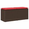 vidaXL Banc de jardin avec coussin marron 110x40x44 cm r&eacute;sine tress&eacute;e