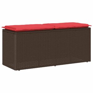vidaXL Banc de jardin avec coussin marron 110x40x44 cm r&eacute;sine tress&eacute;e