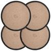 vidaXL Placemets en jute 4 pc Naturel et noir 100 % jute Tossa