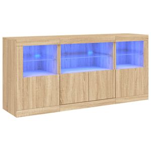 vidaXL Buffet avec lumi&egrave;res LED ch&ecirc;ne sonoma 142,5x37x67 cm