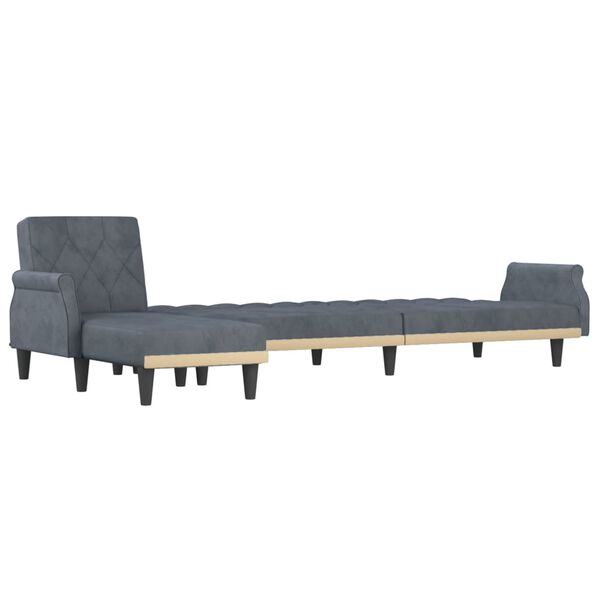 vidaXL Canap&eacute;-lit en forme de L gris 271x140x70 cm velours