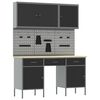 vidaXL Placard de travail 10 pcs Noir Bois d'ing&eacute;nierie et acier