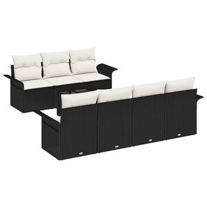 vidaXL Ensemble de canap&eacute; de jardin 8 pc Noir polyrotin