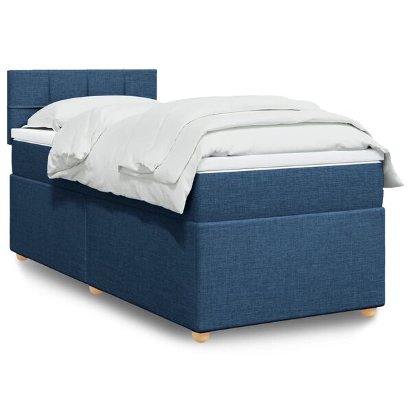 vidaXL Sommier à lattes de lit avec matelas Bleu 80x200 cm Tissu