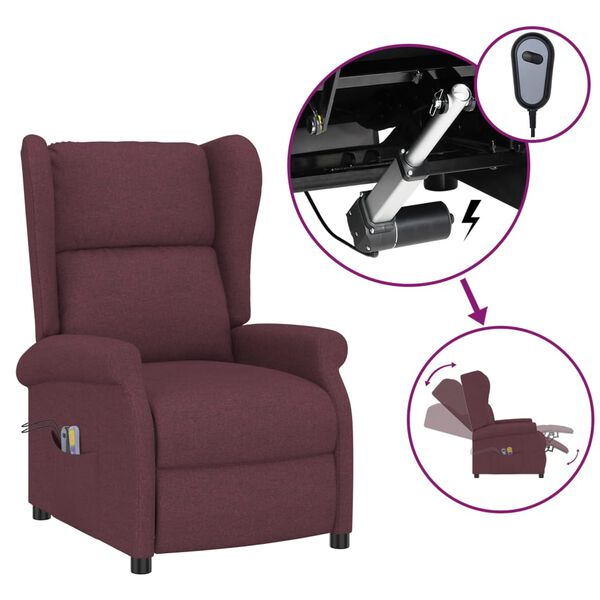 vidaXL Fauteuil &eacute;lectrique de massage &agrave; oreilles violet tissu