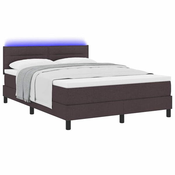 vidaXL Lit &agrave; ressorts avec matelas Marron fonc&eacute; 140 x 190 cm tissu