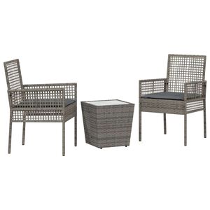 vidaXL Ensemble bistro de jardin 3 pcs Gris polyrotin