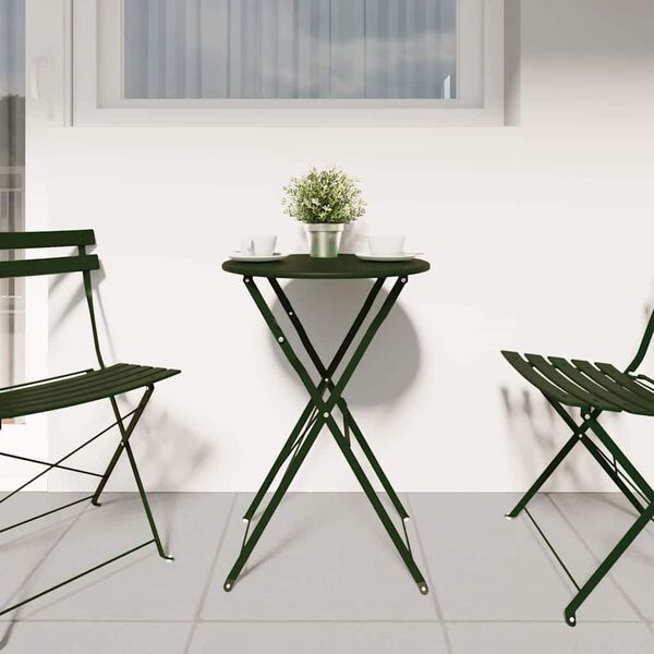 vidaXL Table bistrot Vert fonc&eacute; &Oslash;50x71 cm Acier rev&ecirc;tu de poudre