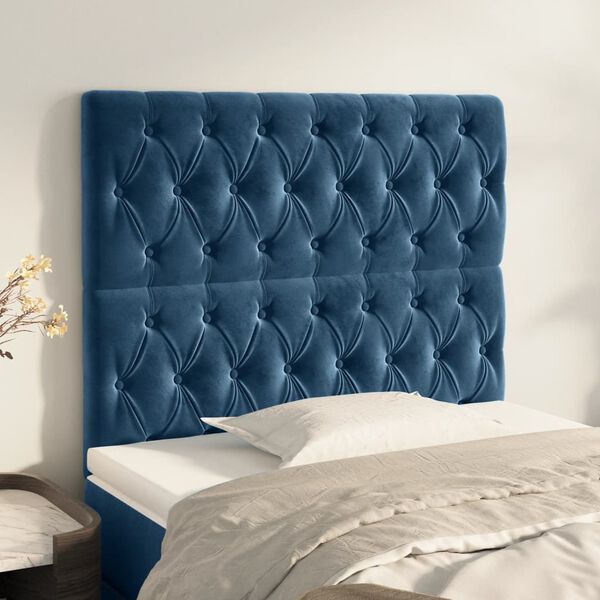vidaXL T&ecirc;te de lit Bleu fonc&eacute; 90x7x118/128 cm Velours