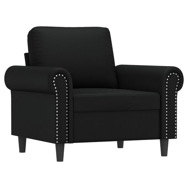 vidaXL Fauteuil avec repose-pied Noir 60 cm Similicuir