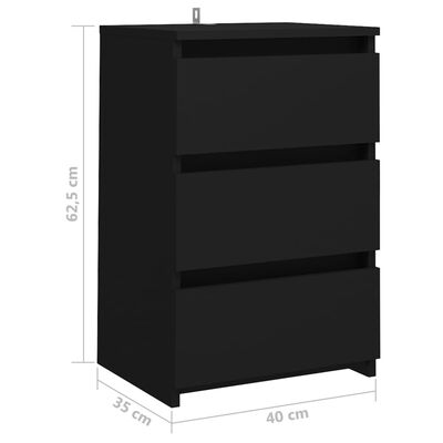 vidaXL Table de chevet Noir 40x35x62,5 cm Aggloméré