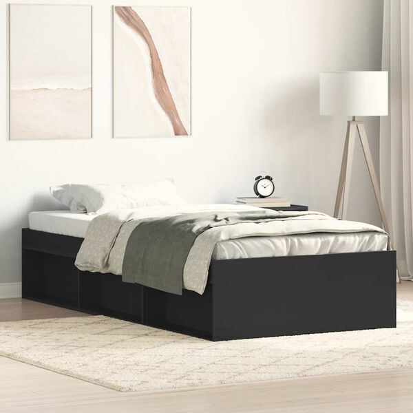 vidaXL Cadre de lit sans matelas noir 100x200 cm
