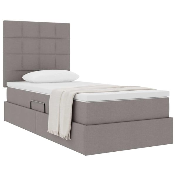 vidaXL Lit avec rangement et matelas Taupe 90 x 200 cm Polyester