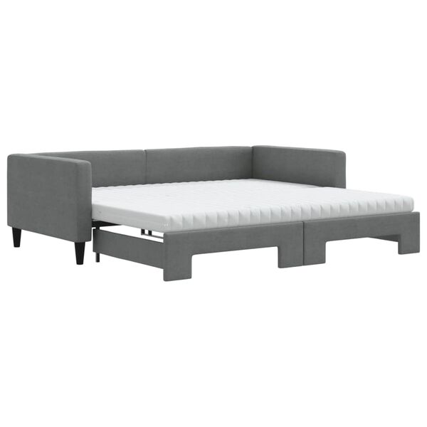 vidaXL Lit de jour avec gigogne et matelas gris fonc&eacute; 100x200 cm tissu