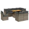 vidaXL Salon de jardin 9 pcs avec coussins gris r&eacute;sine tress&eacute;e