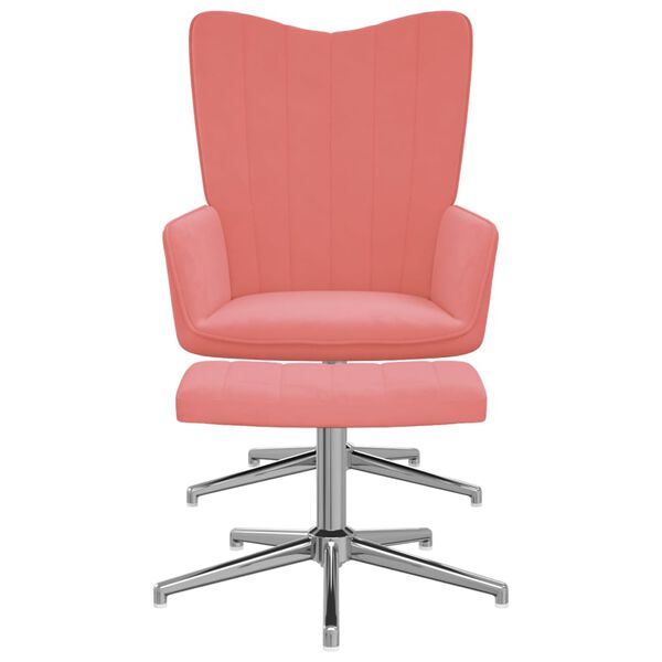 vidaXL Chaise de relaxation avec tabouret Rose Velours