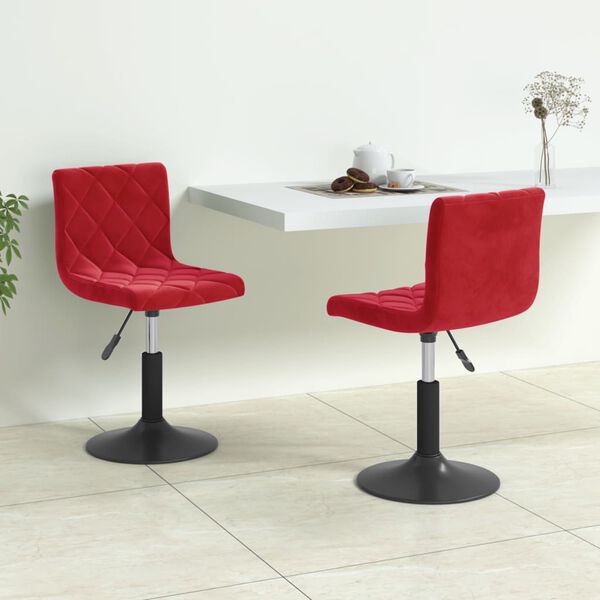vidaXL Chaises &agrave; manger pivotantes lot de 2 rouge bordeaux velours